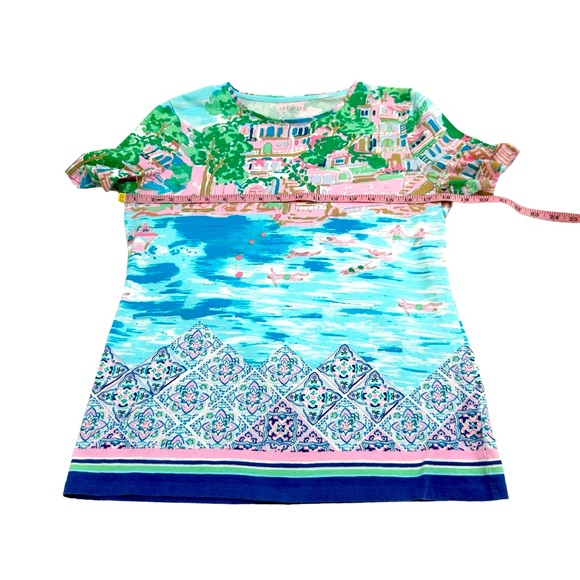 Talbots Multicolor Seaside Print Mosaic Floral Top Size Medium - Picture 5 of 7